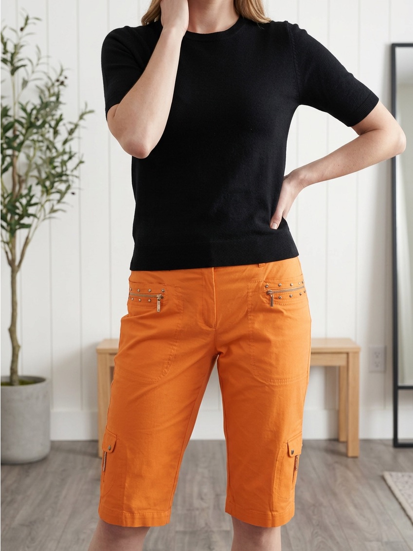 Jamie Sadock Salmon Orange Shorts Zipper Detail Size 4